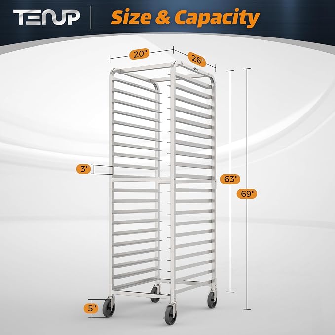 TenUp 20-Tier NSF Aluminum Sheet Pan Rack, Commercial Bakery Cooling & Storage - Image 2