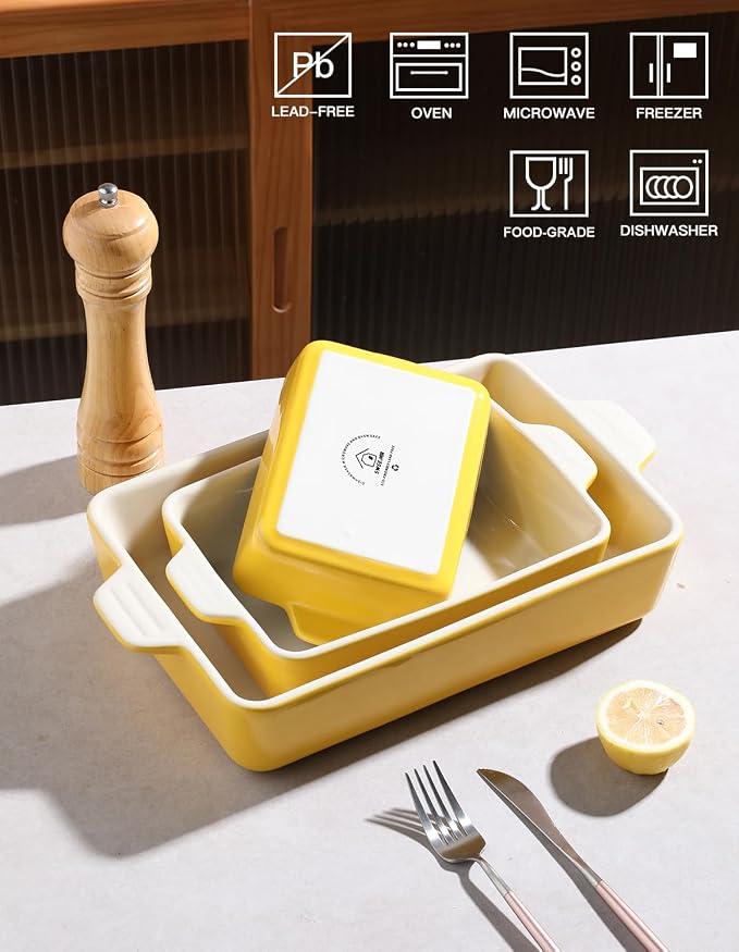 Sweejar Ceramic Bakeware Set, Rectangular Baking Dish - Image 2