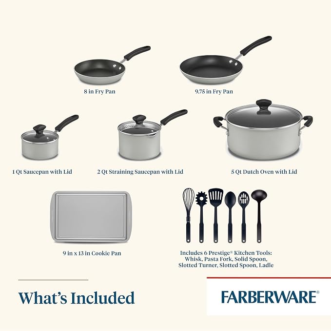 Farberware Cookstart DiamondMax Nonstick Cookware/Pots and Pans Set, Dishwasher - Image 4