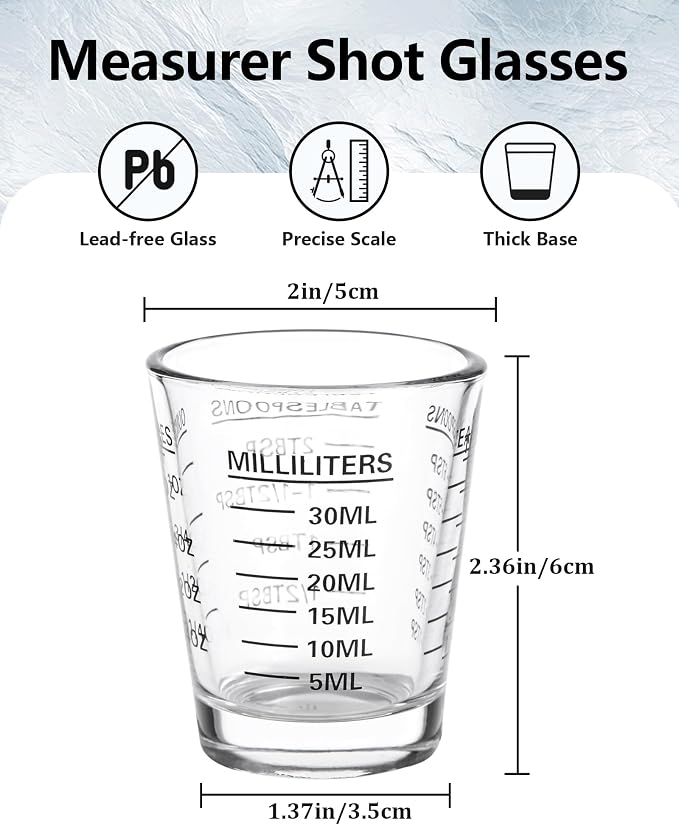 SAIAOKJ Shot Glasses Measuring Cup Set 2PACK Espresso Shot Glasses Liquid Heavy - Image 2