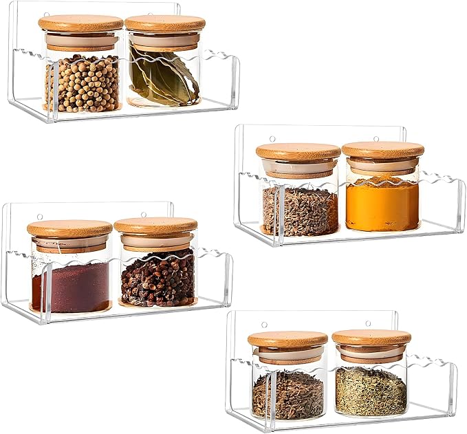 6 inch Spice Rack Wall Mounted, 4 Pack Spice Organizer Shelf by Douildhaiy