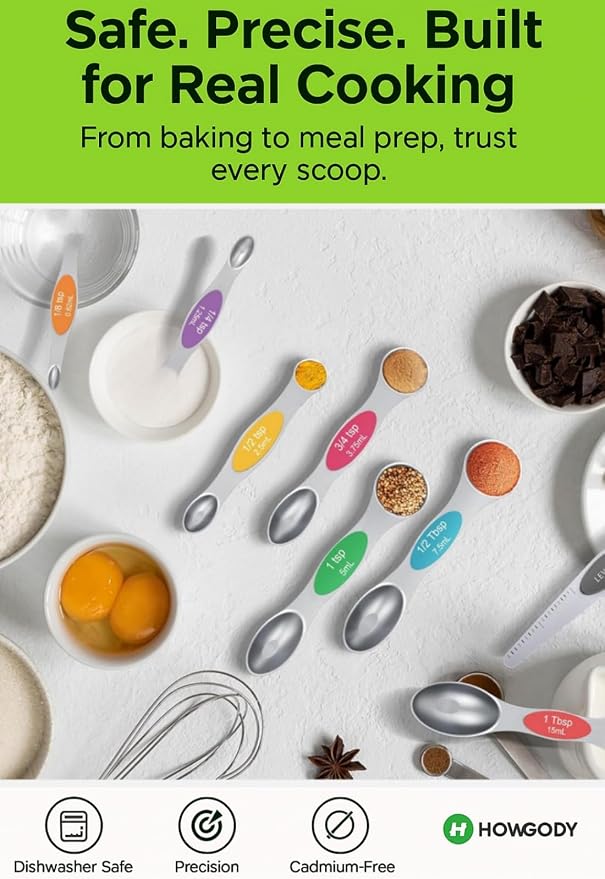 Magnetic Measuring Spoons Set Of 8, Heavy Duty 304 Stainless Steel Metal - Image 5