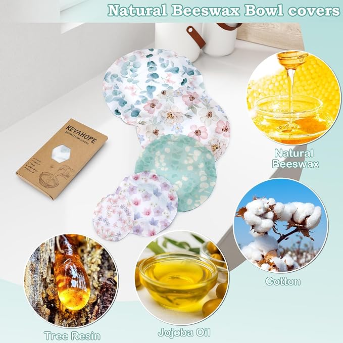 5-Size Reusable Beeswax Bowl Covers - Image 3