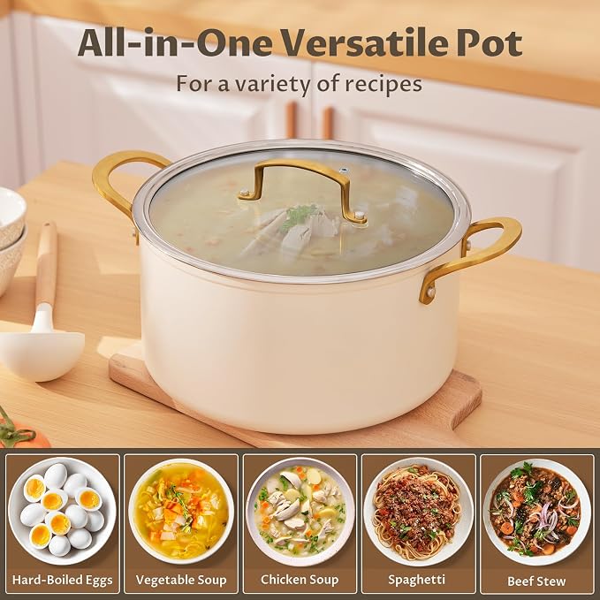 BEZIA Non Stick Stock Pot With Lid, 12 Quart Large Stockpot - Image 6