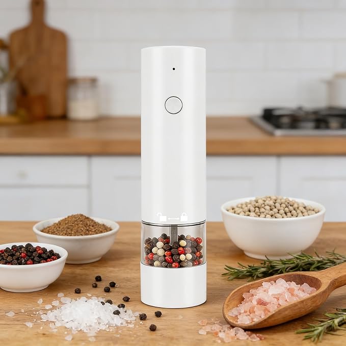 Rechargeable Electric Salt and Pepper Grinder Set, Automatic Pepper Mill by Unknown