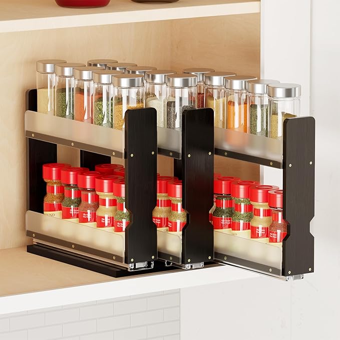 SpaceAid Bamboo Pull Out Spice Rack Organizer by SpaceAid