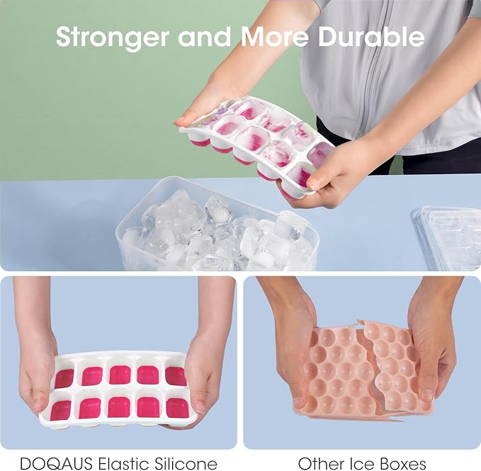 DOQAUS Ice Cube Tray with Lid and Bin - Image 6