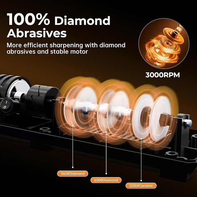 Kitchen Professional Electric Knife Sharpener: 3-Stage 100% Diamond Abrasives - Image 3