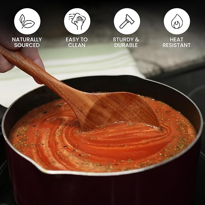 Zulay Kitchen 9.4" Teak Wooden Cooking Spoon – Durable, Non-Stick Wooden Utensil - Image 4