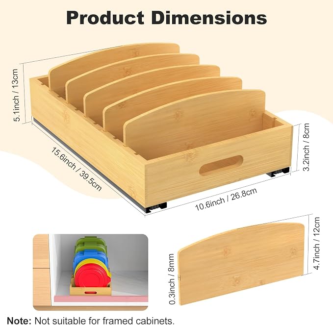 Housolution Pull Out Food Container Lid Organizer - Image 6
