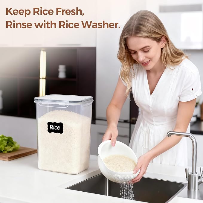 ComSaf Rice Container Set of 2, Large Airtight Food Storage Containers - Image 4