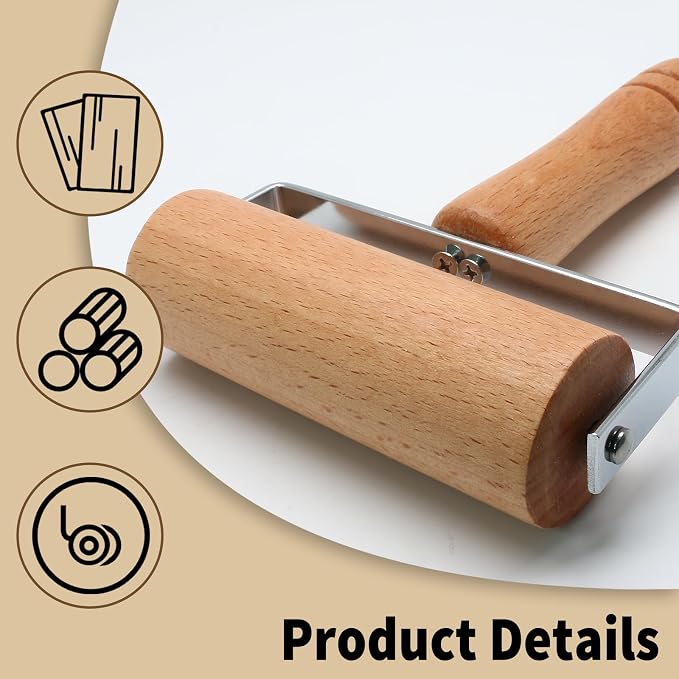 Wooden Rolling Pin, Ergonomic Non-Stick Pizza Baker Dough Pastry Roller - Image 3