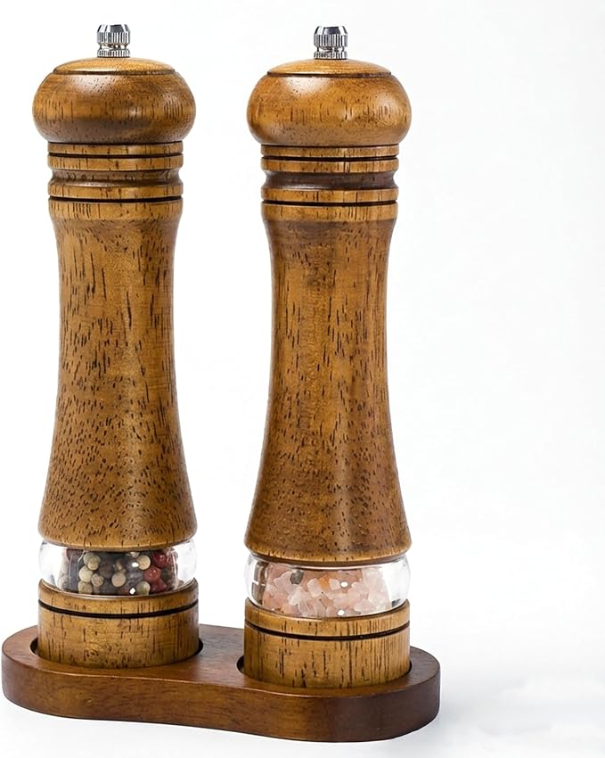 Wooden Salt and Pepper Grinder Set, Premium Oak Wood Salt Grinders Shakers by MJINGMEI