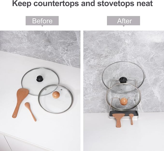 304 Stainless Steel Pot Lid Holder While Cooking, Kitchen Pot Lid Storage Rack - Image 5