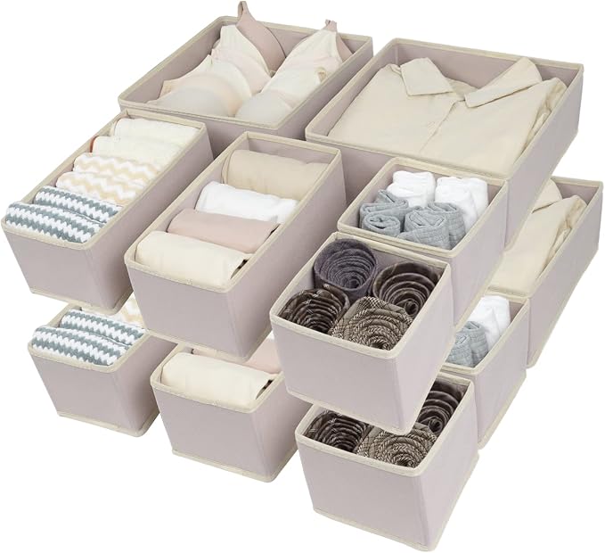 Fordonral 12 Pack Drawer Organizer Clothes, Foldable Fabric Dresser Organizer - Image 3