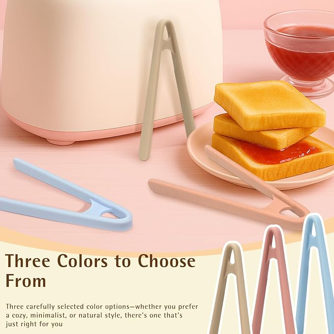 3-Pack Mini Silicone Tongs – 5.5" Small Kitchen Tongs in 3 Colors - Image 2