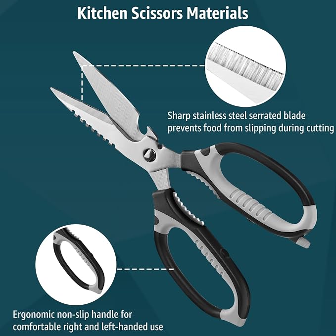 BoFuYuan Kitchen Scissors, 9-Inch Heavy Duty Multipurpose Food Cutting Shears - Image 5