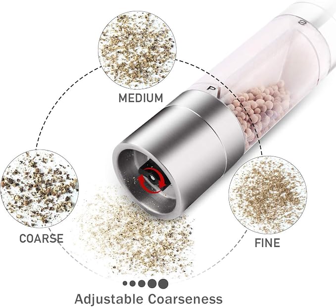 Mixoo Salt and Pepper Grinder - 2 in 1 Manual Stainless Steel Salt Pepper Mill - Image 3