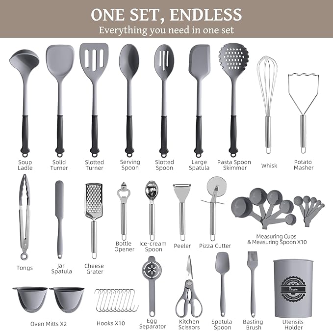 Kikcoin 43Pcs Large Kitchen Utensils Set - Image 2