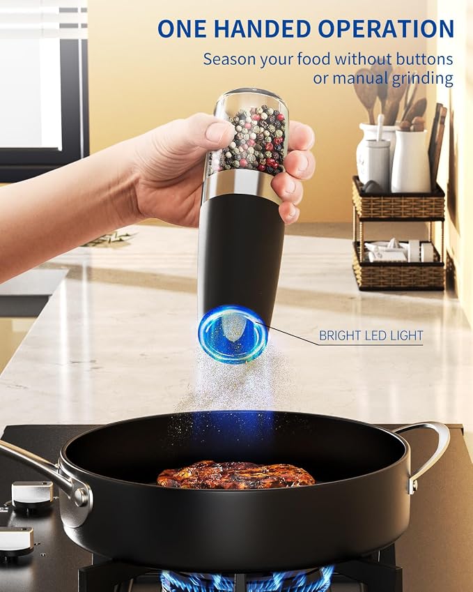 CIRCLE JOY Gravity Electric Pepper Grinder Salt Grinder Pepper Griner Mill - Image 3