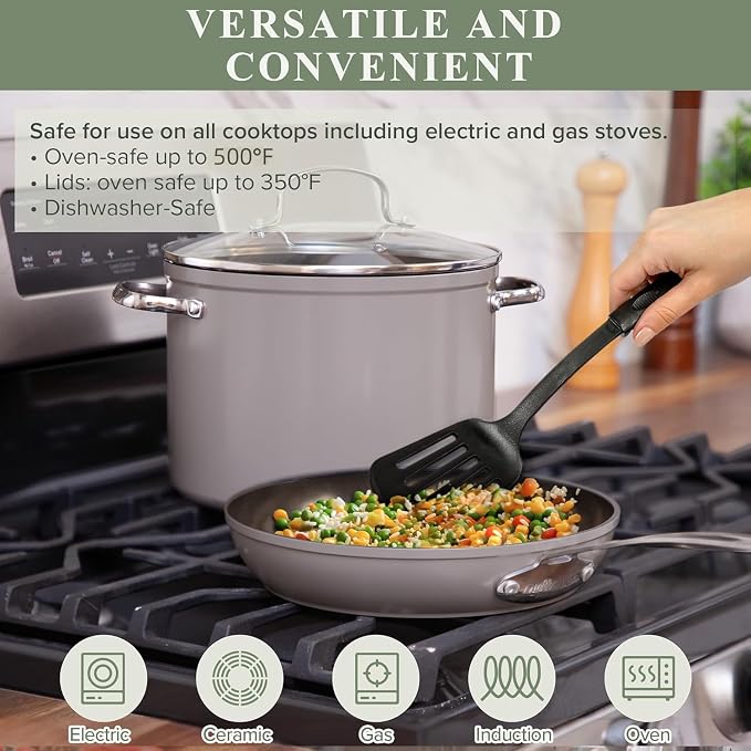 Nuwave Healthy Duralon Blue Ceramic Nonstick Cookware Set, Diamond Infused - Image 3