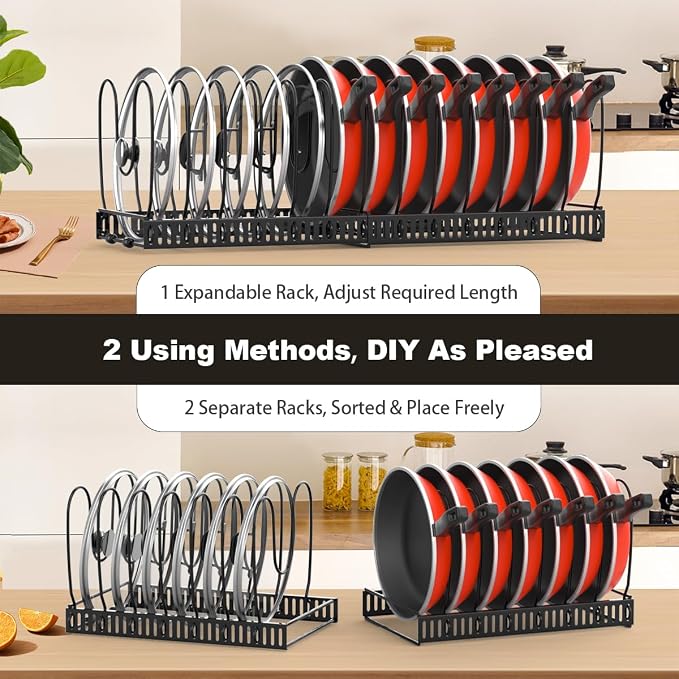 Housolution 2 Pack Pot and Pan Organizer, Pan Lid Holder Storage Rack - Image 4