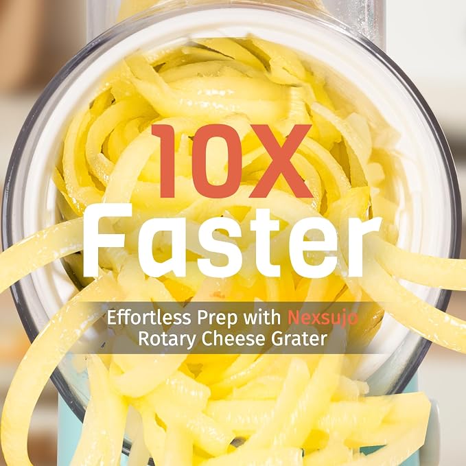 5-in-1 Rotary Cheese Grater Hand Crank, Vegetable Slicer Shredder - Image 2
