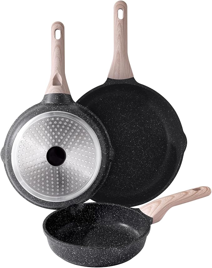 Kordisen Nonstick Frying Pan Set, 3 Piece Skillet Set, Healthy Induction by Kordisen