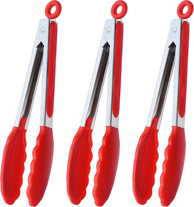 HINMAY Silicone Cooking Tongs 9-Inch Serving Tongs by HINMAY