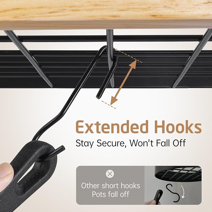 KES Pot Rack Wall Mounted 34 Inch, Pot and Pan Hanging Rack - Image 7