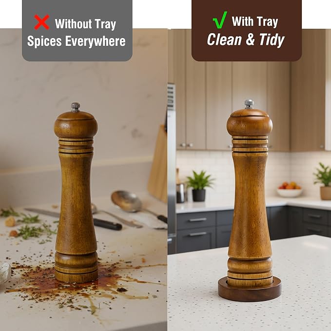 Wood Salt and Pepper Grinder, Salt Grinder and Pepper Mill, Oak Wood Shakers - Image 2