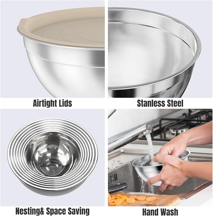 ENVTEK 7-Piece Stainless Steel Mixing Bowls Set - Image 5