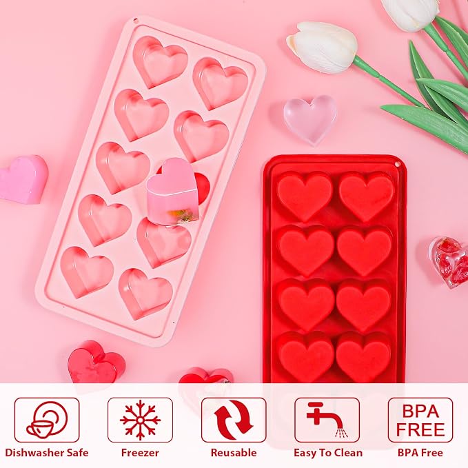 Webake Heart Ice Cube Molds, 10-Cavity Heart Shaped Silicone Molds - Image 4