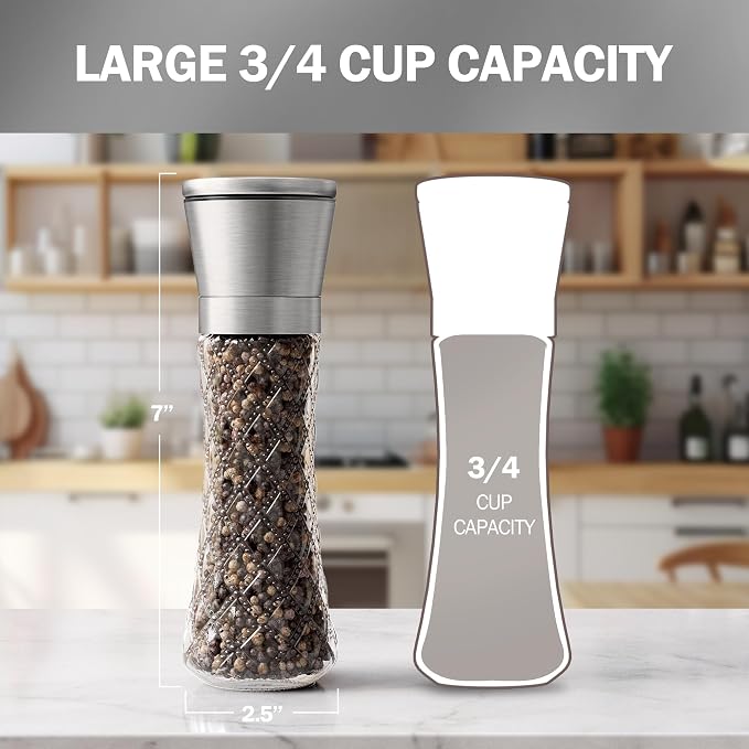 Home EC Original Stainless Steel Sea Salt and Pepper Grinder Set of 2 - Image 2