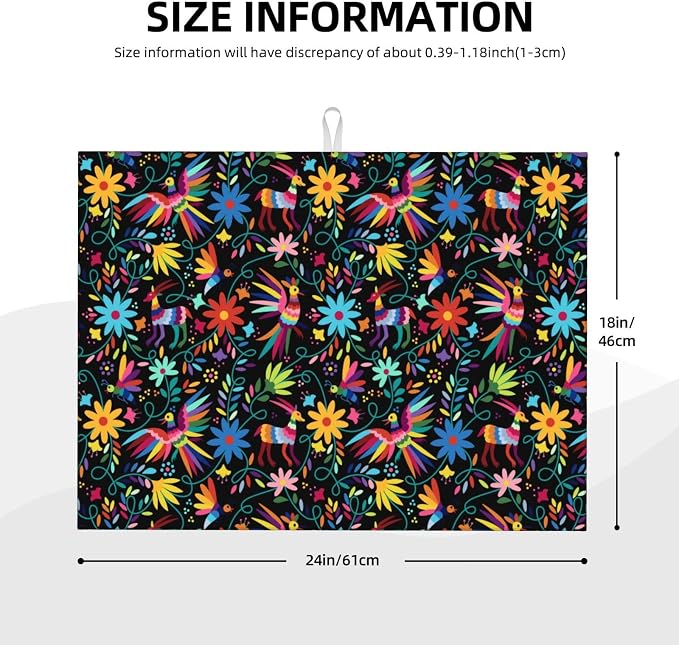 Mexican Colorful Bird and Floral Abstract Dish Drying Mats - Image 6