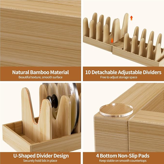 Housolution Bamboo Pot and Pan Organizer - Image 4