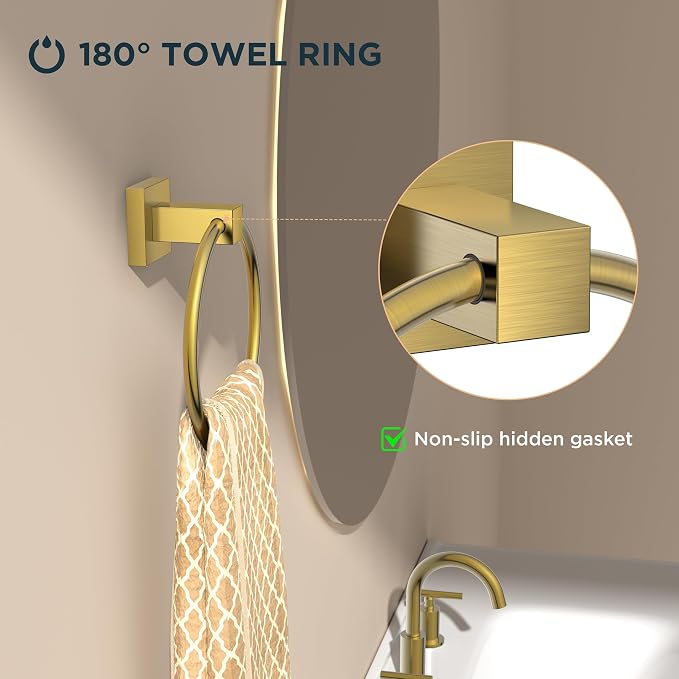 FORIOUS Toilet Paper Holder Wall Mount and Hand Towel Ring Set, SUS 304 - Image 3