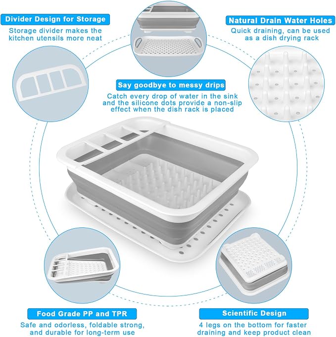 Collapsible Dish Drying Rack Portable Dish Drainers - Image 4