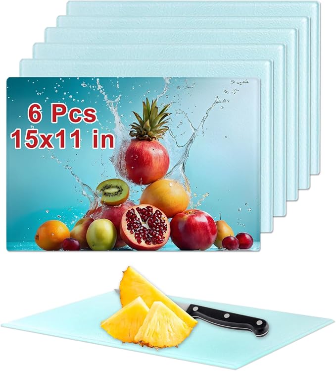 6Pcs Sublimation Cutting Board Blanks, 15x11 Inch Tempered Glass Sublimation by ToBeAce