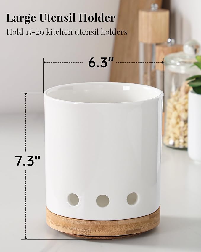 LoeJan 7.3“ 360° Rotating Ceramic Utensil Holder - Image 2