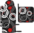 Modern Black Red Retro Oven Mitts and Pot Holders Sets of 3 Abstract Modern Hot by Unknown