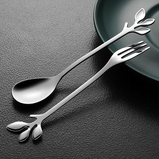 AnSaw Elegant Silver Leaf Coffee Spoons - Image 6