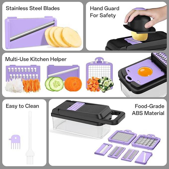 HomeHacks Vegetable Chopper Vegetable Cutter, 12 in 1 Kitchen Gadget, Onion - Image 5