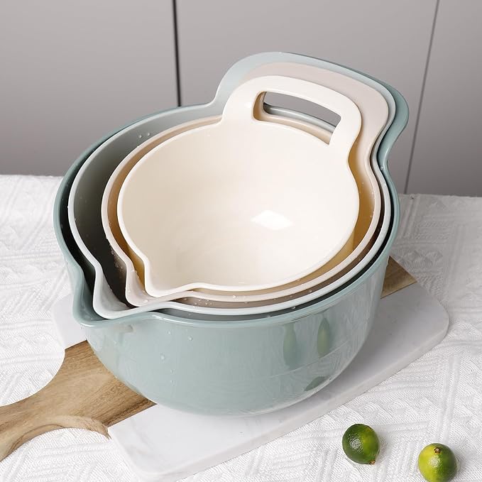 Mixing Bowls - 4 Piece Nesting Plastic Mixing Bowl Set - Non Slip Bottom and - Image 5
