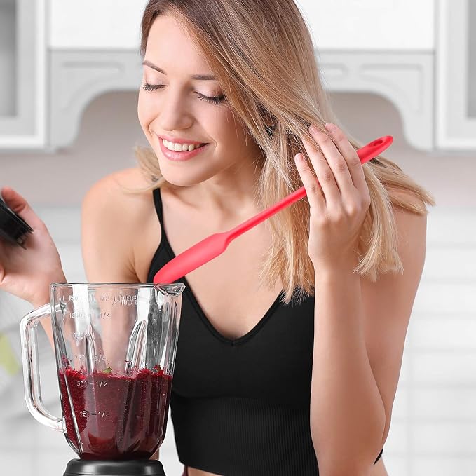 Patelai 2 Pieces Silicone Jar Spatula Long Handle Non-stick Rubber Scraper Heat - Image 3