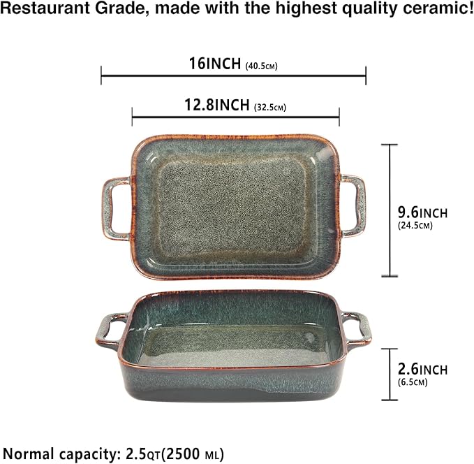 12" X 9" Porcelain Rectangular Casserole Dishes - Image 2