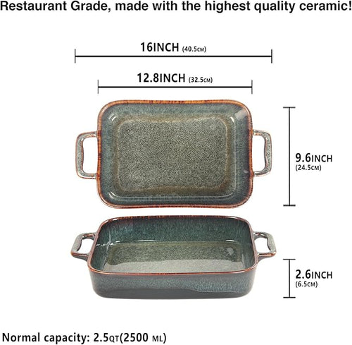 12" X 9" Porcelain Rectangular Casserole Dishes - Image 2