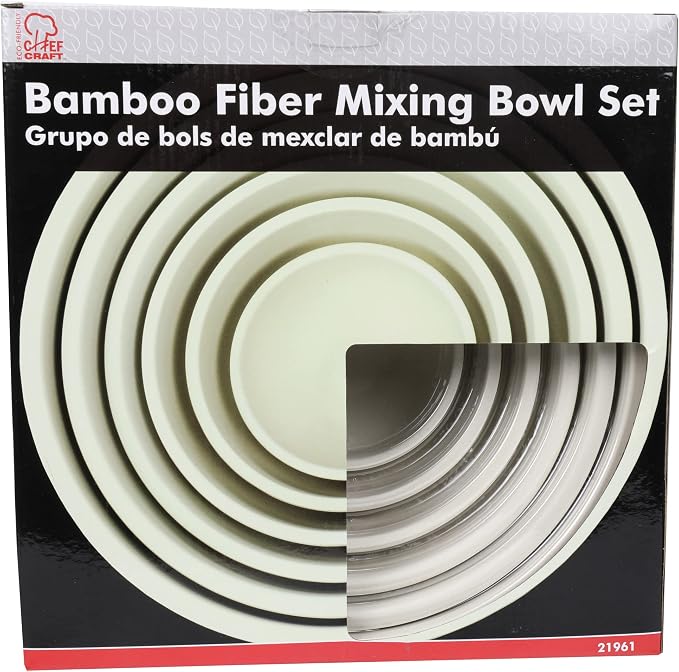 Chef Craft Eco Bamboo Fiber Mixing Bowl Set, 6 Piece Set - Image 2
