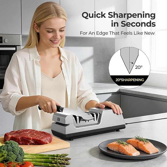 Narcissus Knife Sharpener, 3 Stages Diamond Electric Knife Sharpener - Image 2