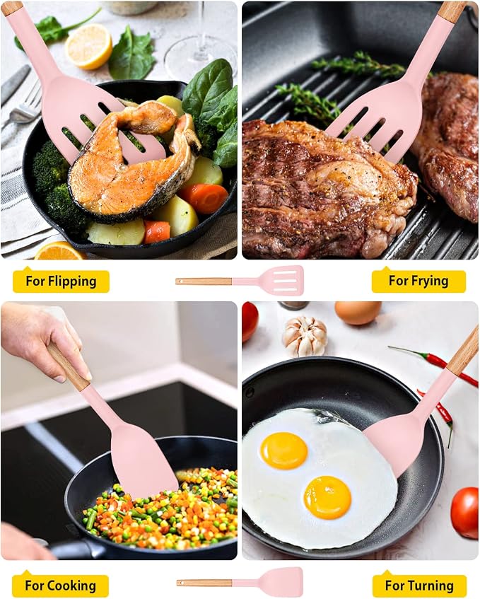Pack of 2 Silicone Cooking Spatula, Heat Resistant Solid Turner, Non Stick - Image 4